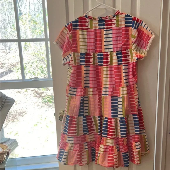 THML Pink Multi-Stripe Tiered Mini Dress - Picture 7 of 7